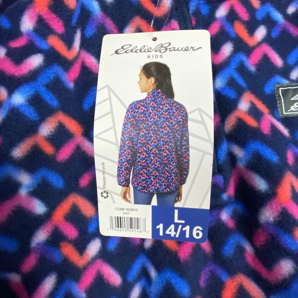 NWT‎ Eddie Bauer Kids Youth Large 14/16 Fleece 1/4 Zip Pullover Multicolor Soft - Picture 5 of 8